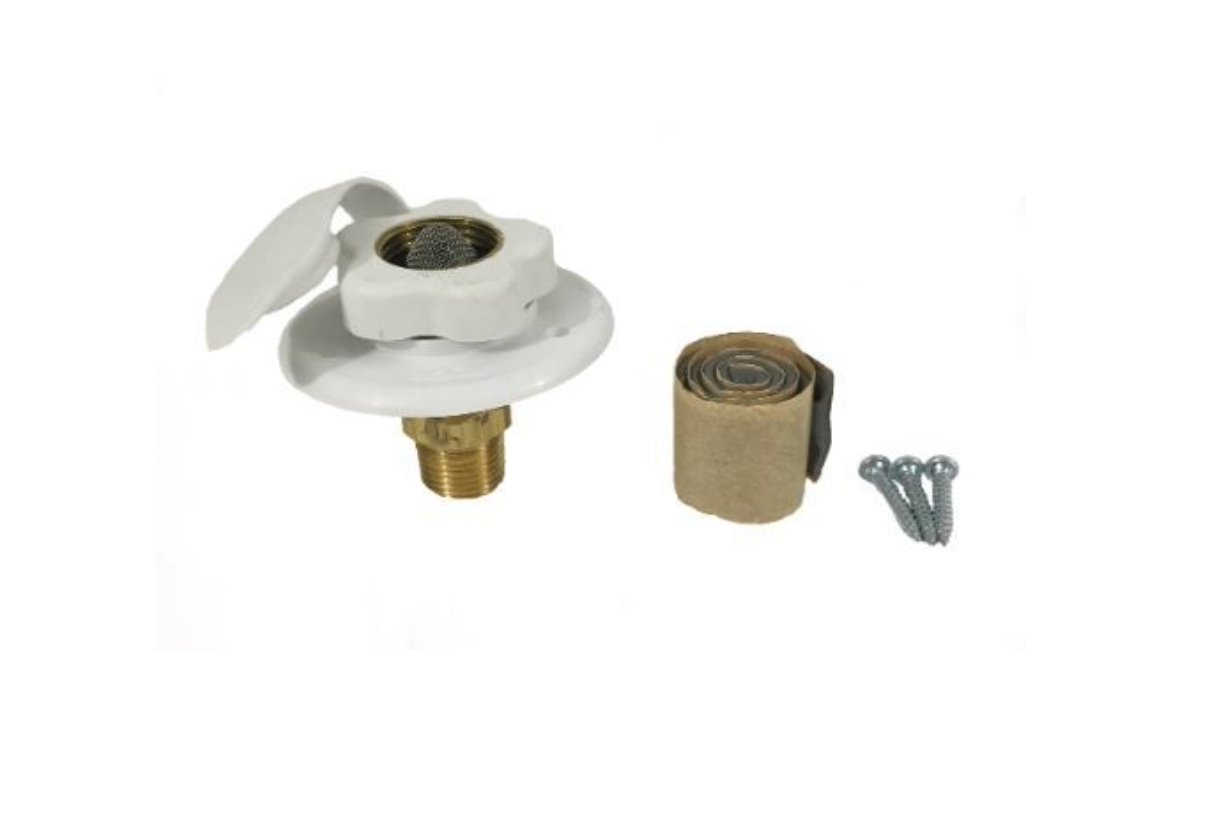 THETFORD, B&B MOLDERS 94214 - POLAR WHITE PLASTIC FLUSH CITY WATER FILL WITH 1/2" MPT BRASS CHECK VALVE