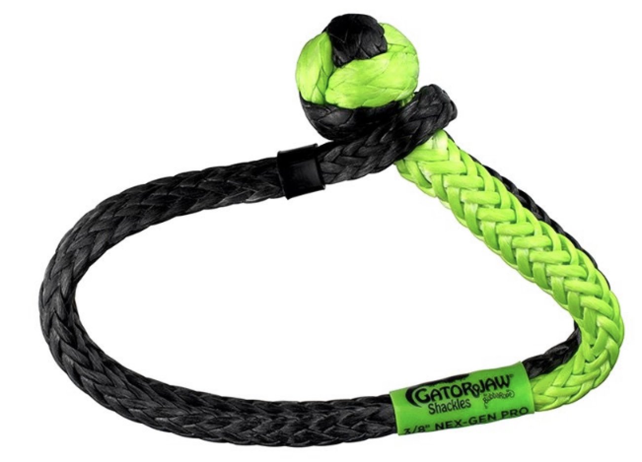 Bubba Rope, Bubba Rope 176746NGGB - 3/8" NexGen PRO Gator-Jaw Series Synthetic Soft Shackle with Green/Black Eyes