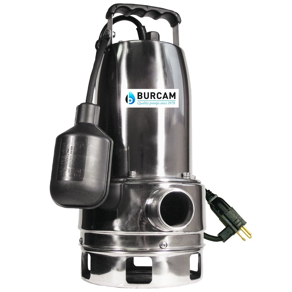 Burcam, Burcam 300527 - 3/4 Horsepower Stainless Steel Submersible Sump Pump with Mechanical Float Switch