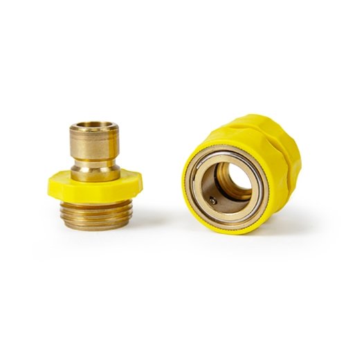 Camco, Camco 20143 Quick Hose Connector - w/Yellow Grip w/o Auto-Shut-Off