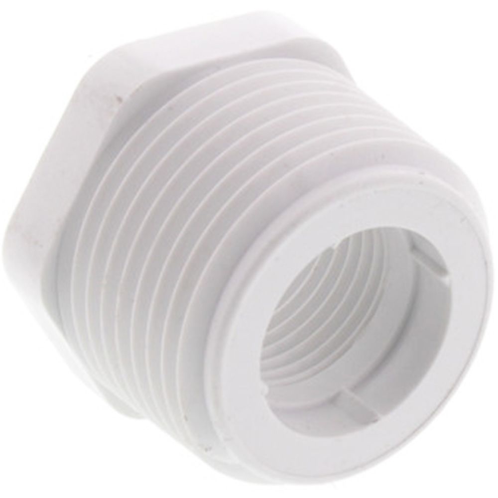 NEO, PVC Reducer Bushing - 1 MIPT x 1/2 FIPT, White