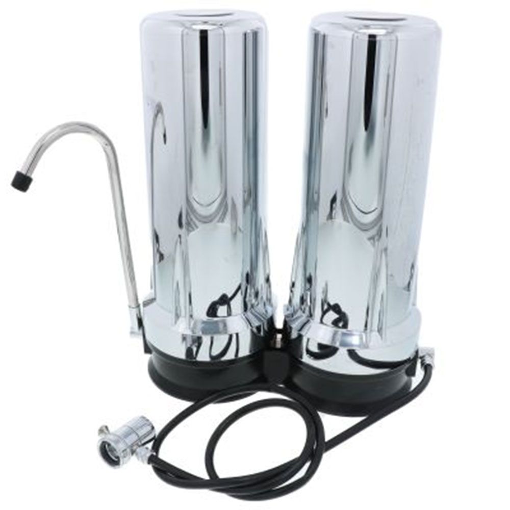 QMP, QMP603C Chrome Double Countertop Water Filter System - Chrome