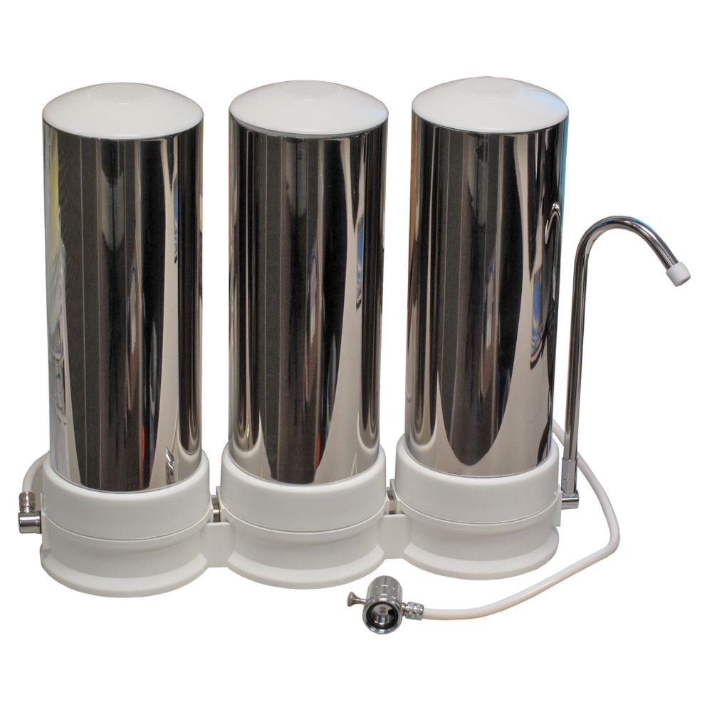 QMP, QMP604 Stainless Steel Triple Countertop Water Filter System