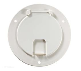 RV Designer, RV Designer® B110 - Deluxe 5.2"D Polar White Round Electric Cable Hatch