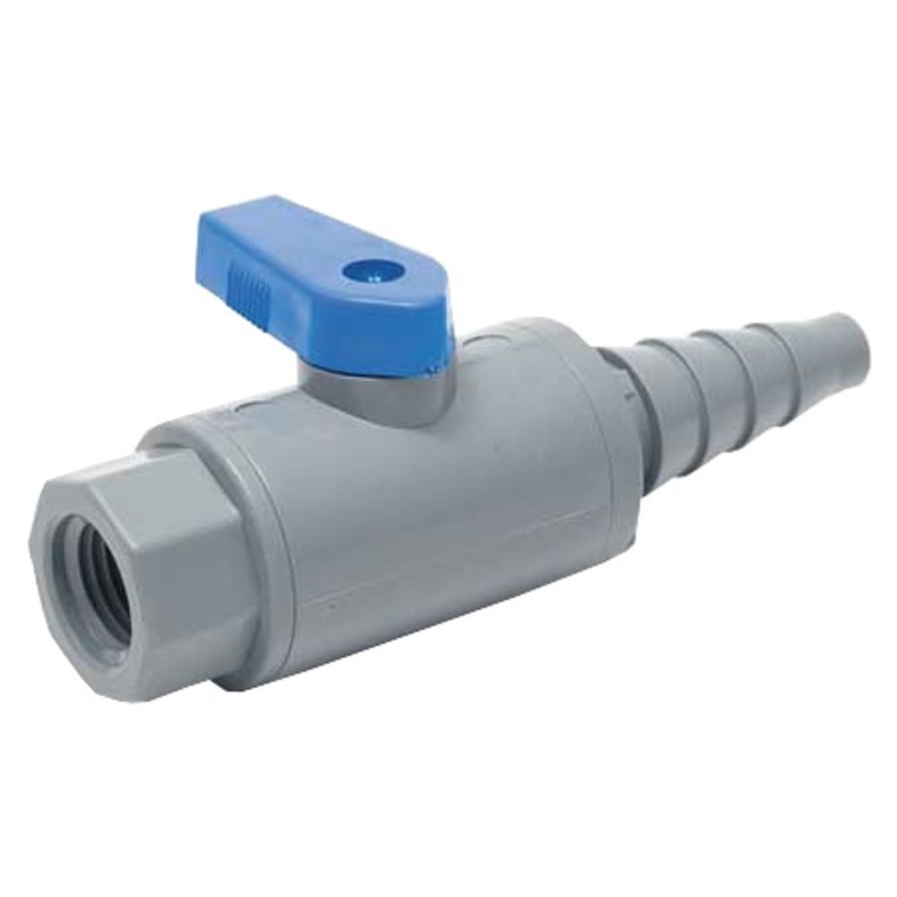 SMC, SMC Inline Ball Valve PVC FNPT/Barb - 3/8 to 5/8 Tapered Barb X 3/8 FNPT