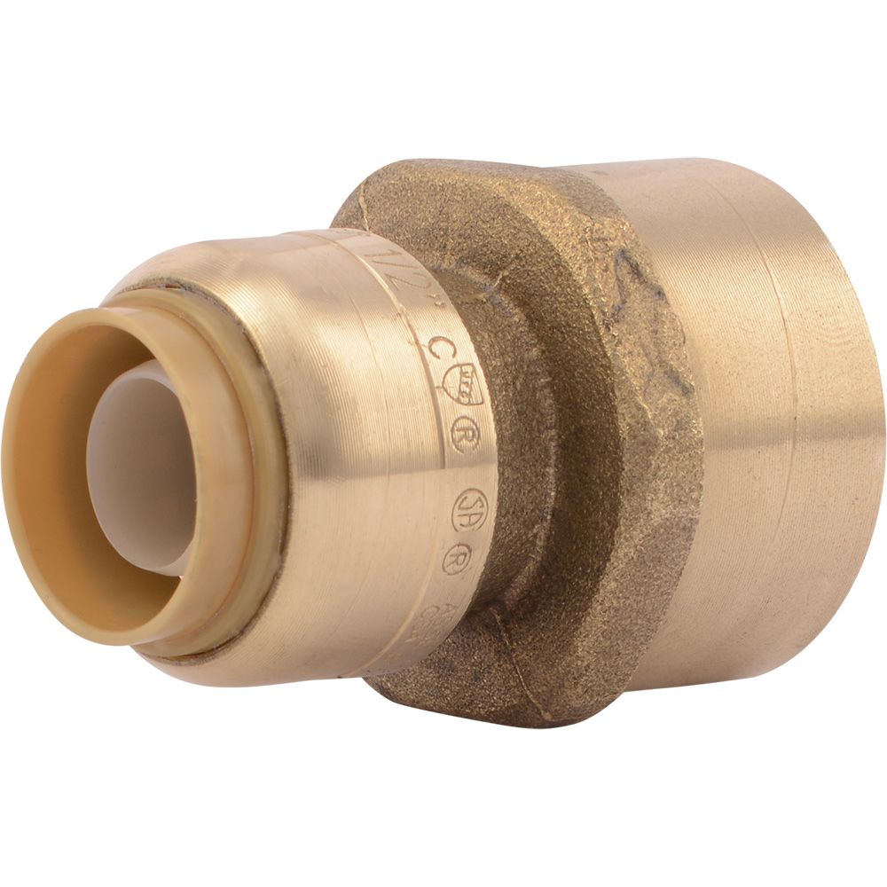 SharkBite®, SharkBite® U068LF Lead-Free Brass Push-to-Connect Female Adapter - 1/2" x 3/4" FPT