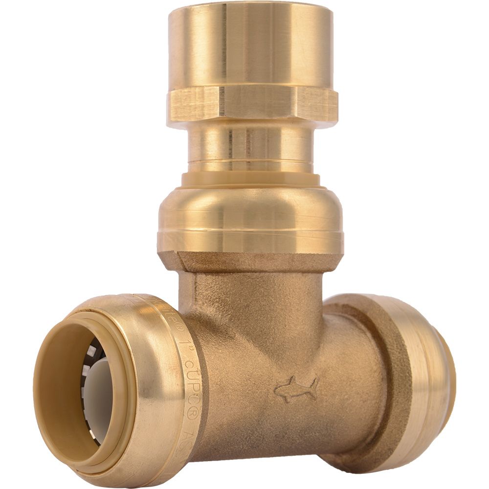 SharkBite®, SharkBite® U464LF Lead-Free Brass Push-to-Connect Female Center Tee - 1" x 1" x 1" FPT