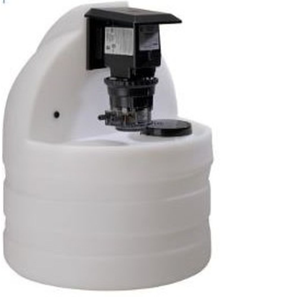 Stenner Pumps, Stenner 15-Gallon White Tank, Single Adjustable Output Pump (25psi), #4 tube, 35 Gallons per day, 220v