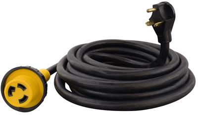 VALTERRA LLC, Valterra® A10-3025EDBK - Mighty Cord™ 25' Extension Power Cord with Standard Grip (30A Straight Male x 30A Locking Female)