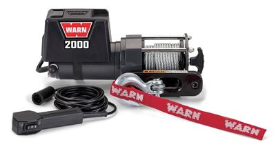 Warn , Winch Warn 92000 2000 DC Series, Vehicle Mounted, Trailer Winch, 12 Volt Electric, 2000 Pound Line Pull Capacity, 35 Foot Wire Rope, Hawse Fairlead, Wired Remote