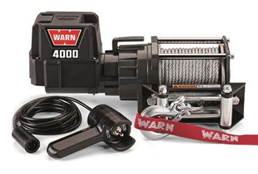 Warn , Winch Warn 94000 4000 DC Series, Vehicle Mounted, Trailer Winch, 12 Volt Electric, 4000 Pound Line Pull Capacity, 43 Foot Wire Rope, Roller Fairlead, Wired Remote